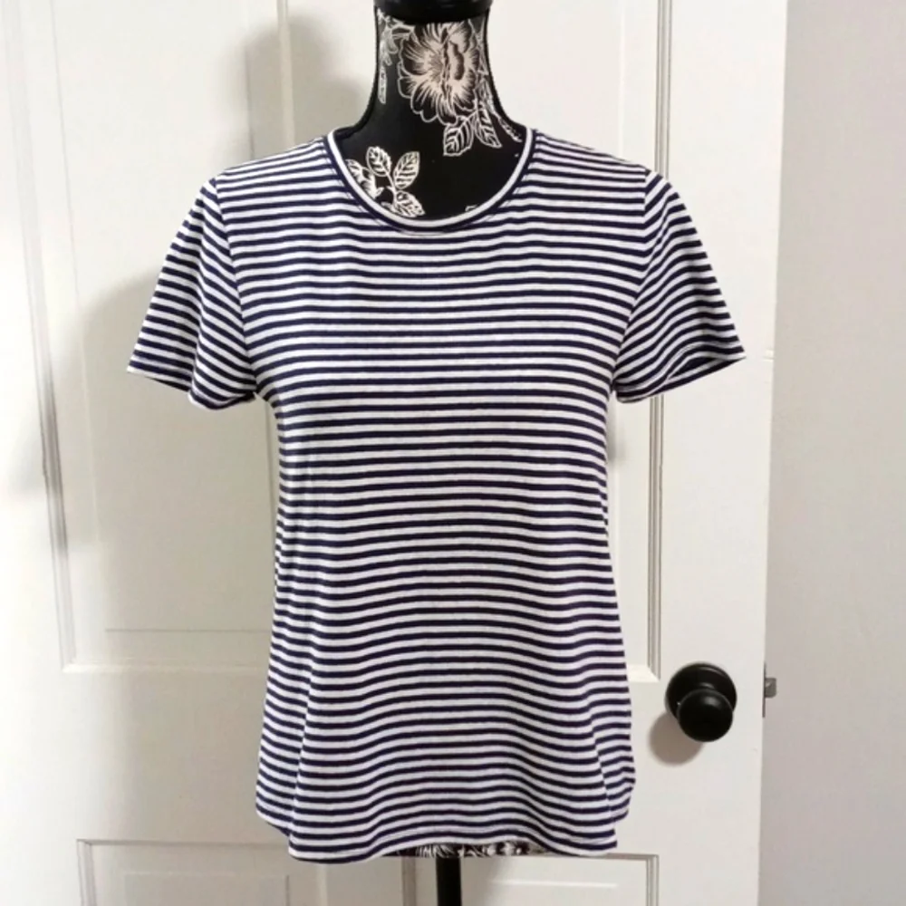 🖤J. Crew🖤 - Black/White Stripe S/S Tie Back Top